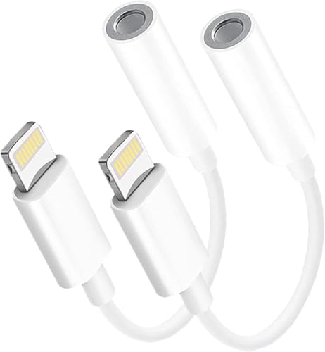 2 Pack Lightning auf Klinken Adapter/iPhone Aux Adapter[MFi Zertifiziert] Dongle auf 3,5mm Klinke iPhone Adapter kopfhörer Aux Audioanschluss Kopfhörersplitter für iPhone14/13/X/XS/XR/8/7 von Highspirit