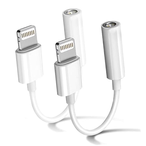 2 Pack iPhone Aux Adapter/Lightning auf 3.5mm Klinke Adapter[MFi Zertifiziert]Adapter iPhone Kopfhörer/iPhone AUX Audio Kabel Splitter Kompatibelfür iPhone 14/13/12/11/X/XS Alle iOS Systeme von Highspirit