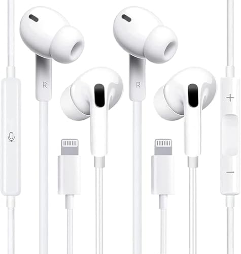 2PC In-Ear kopfhörer für iPhone[MFi Zertifiziert] iPhone Kopfhörer mit Kabel/HiFi Stereo Noise Cancelling mit Lautstärkeregler und Mikrofon Kompatibel mit iPhone 14 Pro Max/14 Plus/13/12/11/XS/8/7 von Highspirit