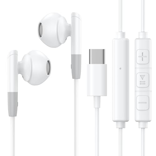 Highspirit 3lt USB C In Ear Kopfhörer mit Kabel, HiFi Stereo Ohrhörer mit Mikrofon und Lautstärkeregler, für iPhone 16/15 Pro/Galaxy S24/23Ultra/22/21/20Ultra/S20 Plus von Highspirit