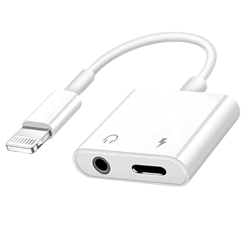 Highspirit iPhone 2 in 1 Lightning auf Klinke 3.5mm Kopfhörer Adapter und Laden [MFi Zertifiziert] für iPhone 14/12/11/8/7 iOS Systeme von Highspirit