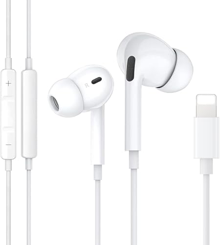 iPhone Kopfhörer mit Kabel [MFi zertifiziert]iPhone Kabel Kopfhörer/HiFi Stereo Ohrhörer mit Lightning (eingebautes Mikrofon und Lautstärkeregler) mit iPhone 14/13/12/11/SE/X/7 Unterstützt alle iOS von Highspirit