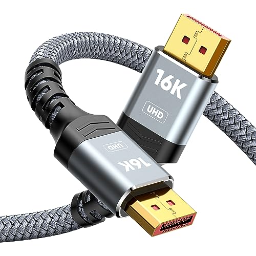 Highwings 16K DisplayPort Kabel 2.1/2.0 (1M), 16K@60Hz, 10K@60Hz, 8K@120Hz, 4K@240Hz/165Hz/144Hz, 2K@240Hz, 80Gbps, HDR, FreeSync, G-Sync, DSC1.2a, DP Kabel 2.1 für Gaming Monitor, Grafikkarte, TV, PC von Highwings