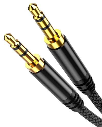 Highwings Aux Kabel 3,5mm Klinkenkabel [2M] Stereo Audio Kabel Klinke auf Klinke Nylon Geflochtenes Hochwertige Kabel für Kopfhörer, Auto, Handy, PC, Lautsprecher,MP3-Player usw-Schwarz von Highwings