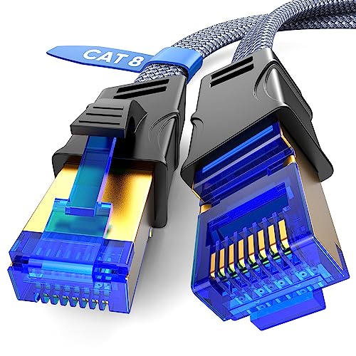 Highwings Cat 8 LAN Kabel 1m, 40Gbps 2000MHz Netzwerkkabel S/FTP Ethernet Kabel Hochgeschwindigkeits Gigabit RJ45 Lylon Geflochtener Patchkabel mit Vergoldung für Router Switch Xbox Modem PC PS5/4/3 von Highwings