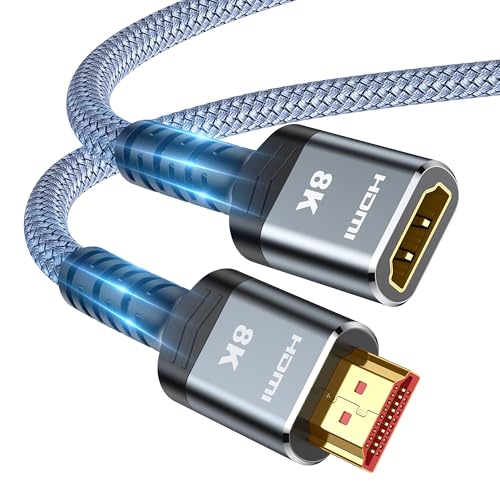 Highwings HDMI Verlängerungskabel 0,5M, 8K 60Hz 4K 120Hz 144Hz HDMI 2.1 Verlängerung Stecker auf Buchse 48Gbps Ultra Highspeed UHD eARC HDCP 2.3 Dynamic HDR10+ Kompatibel mit TV Stick, PS5/4 (Grau) von Highwings