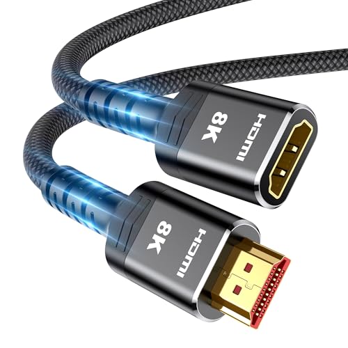 Highwings HDMI Verlängerung 0,5M, 8K 60Hz 4K 120Hz 144Hz HDMI 2.1 Verlängerungskabel Stecker auf Buchse 48Gbps Ultra Highspeed UHD eARC HDCP 2.3 Dynamic HDR10+ Kompatibel mit TV Stick, PS5/4, HDTV von Highwings