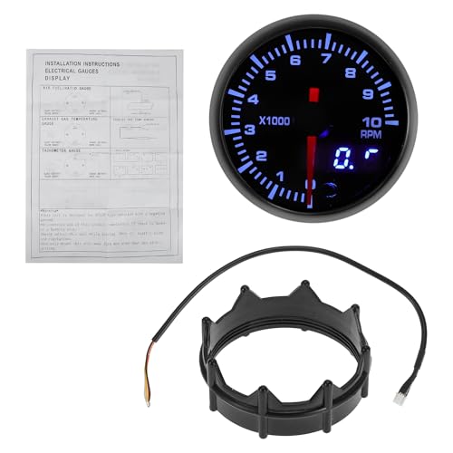 Hihaha 2" 52mm Drehzahlmesser Zeiger Bunte RPM Tachometer Tachometer 0-10000RPM W/Halterung Universal Tachometer Auto Fahrzeug Automobil DC 12V von Hihaha