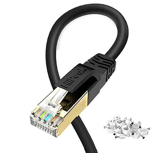 HiiPeak 10 meter Lan Kabel Cat 8 Netzwerkkabel, Rj45 Ethernet Kabel für Netzwerke Internet mit 40 Gbs und 2000 Mhz vergoldeter Stecker, Schwarz von HiiPeak