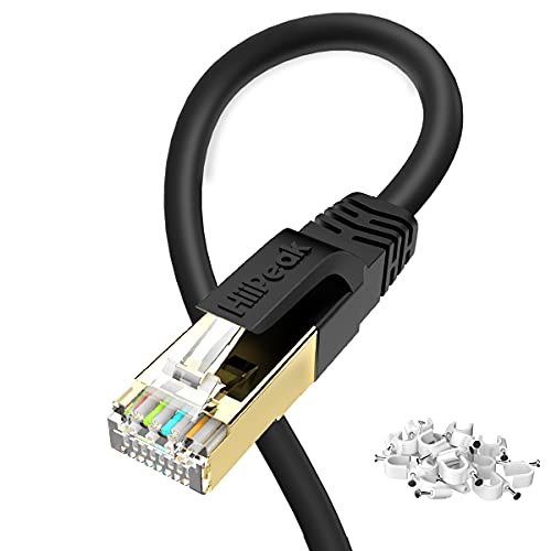 HiiPeak 20m Lan Kabel Cat 8 Netzwerkkabel, Rj45 Ethernet Kabel für Netzwerke Internet mit 40 Gbs und 2000 Mhz vergoldeter Stecker, Schwarz von HiiPeak