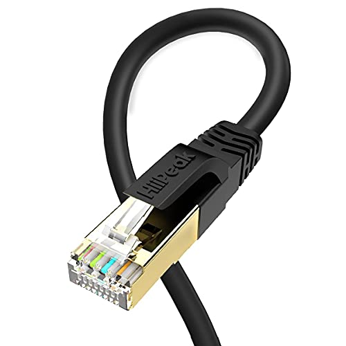 HiiPeak LAN Kabel Cat 8 Netzwerkkabel, Rj45 Ethernet Kabel für Netzwerke Internet mit 40 GBS und 2000 MHz vergoldeter Stecker, Schwarz 0,5m von HiiPeak