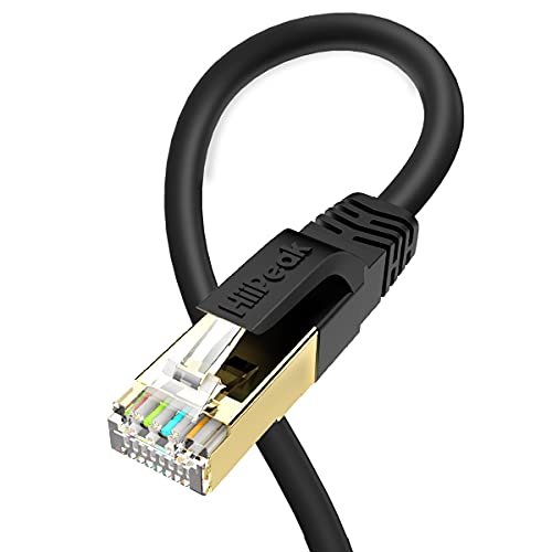 HiiPeak Lan Kabel Cat 8 Netzwerkkabel, Rj45 Ethernet Kabel für Netzwerke Internet mit 40 Gbs und 2000 Mhz vergoldeter Stecker, Schwarz 2m von HiiPeak