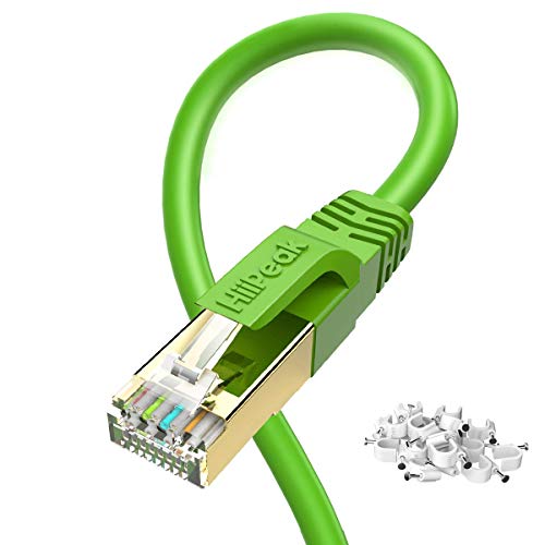 HiiPeak Netzwerkkabel Lan Kabel Cat 8 mit 40Gbps Ethernet Geschwindigkeit und 2000 Mhz Betriebsfrequenz, Rj45 Kabel mit vergoldeter Anschlüsse, Grün (25m, Grün) von HiiPeak