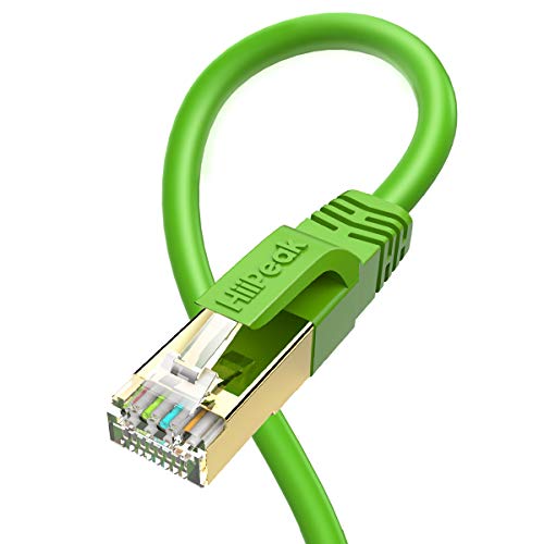 HiiPeak Netzwerkkabel Lan Kabel Cat 8 mit 40Gbps Ethernet Geschwindigkeit und 2000 Mhz Betriebsfrequenz, Rj45 Kabel mit vergoldeter Anschlüsse, Grün (2m, Grün) von HiiPeak