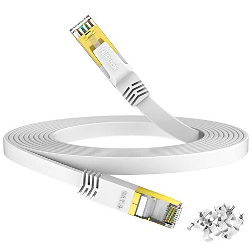 HiiPeak cat 8 netzwerkkabel cat 8 kabel 25 m lan kabel 25 meter 25m lan kabel cat 8 lan kabel 25m ethernet kabel cat 8 verlegekabel cat 8.1 netzwerkkabel 25m Flach mit 40 Gigabit/s und 2000 Mhz Weiß von HiiPeak