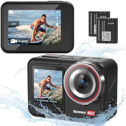 Hiicam Speed 60 Action Cam 4K60FPS 48MP WiFi Unterwasserkamera Bare Wasserdicht 10M mit 2,35" Touchscreen HDR EIS 2.0, 5X Zoom, Fernbedienung, 2x2150mAh Akku, 30 Burst Vlog-Actioncamera Hiicam Speed 60 Action Cam 4K60FPS 48MP WiFi Unterwasserkamera Bare Wasserdicht 10M mit 2,35" Touchscreen HDR EIS 2.0, 5X Zoom, Fernbedienung, 2x2150mAh Akku, 30 Burst Vlog-Actioncamera von Hiicam