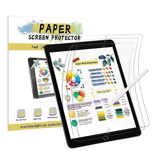 Hiins 3 Pack Papier Matt Schutzfolie Kompatibel mit iPad 9/8/7 (Modell 2021/2020/2019, 9./8./7th Generation) 10,2 Zoll, blendfreie Schreibfolie zum Zeichnen, Schreibfolie von Hiins