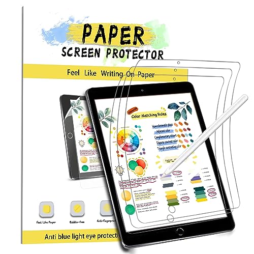 Hiins 3 Pack Papiermatte Schutzfolie 9,7 Zoll für iPad 6/5 Generation (2018/2017 Modell), iPad Air 2/1 (2014/2013), iPad Pro 9,7 (2016), blendfreie Schreibfolie zum Zeichnen, Schreibfolie von Hiins