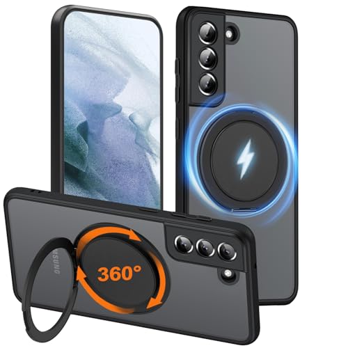 HikerClub für Galaxy S21 FE (2021) Magnetische Ständer Hülle, 360 Drehbarer Ringständer Militärische Klasse Stoßfeste Handyhülle von HikerClub