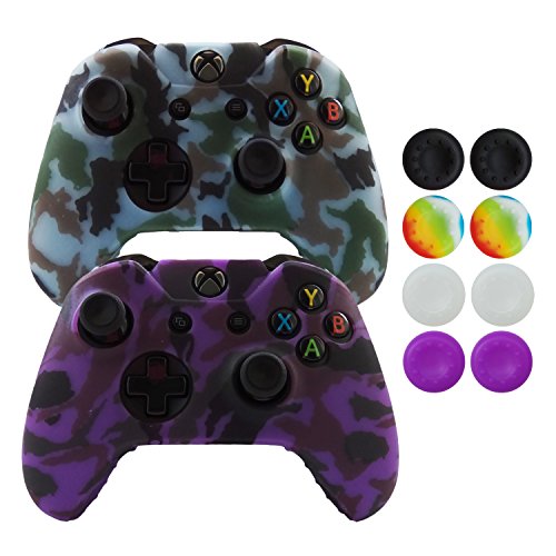 Hikfly Silikon-Controller-Abdeckung, für Xbox One/Xbox One S/Xbox One X Controller Videospiele Xbox One Print Style Purple, Grey von Hikfly