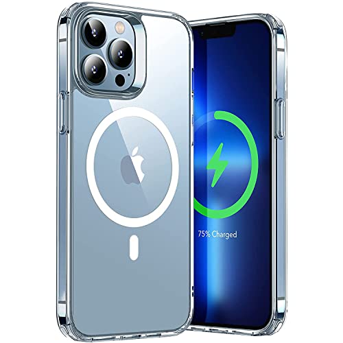 Hikissny Magnetische Silikonhülle Hülle Kompatibel mit iPhone 13 Pro Max Magsafe Ladegerät Silikon Handyhülle, Dünn PC Zurück TPU Anti Gelb Stoßfest Crystal Clear Case für iPhone 13 Pro Max von Hikissny