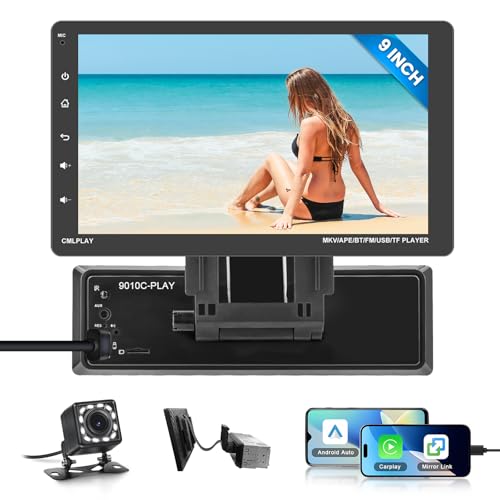 1 Din Autoradio mit Carplay Android Auto, 9'' Abnehmbares Bildschirm mit Bluetooth Freisprecheinrichtung, 1080P HD Touchscreen Auto Radio Unterstützen MirrorLink FM SWC USB AUX+Rückfahrkamera 1 Din Autoradio mit Carplay Android Auto, 9'' Abnehmbares Bildschirm mit Bluetooth Freisprecheinrichtung, 1080P HD Touchscreen Auto Radio Unterstützen MirrorLink FM SWC USB AUX+Rückfahrkamera von Hikity