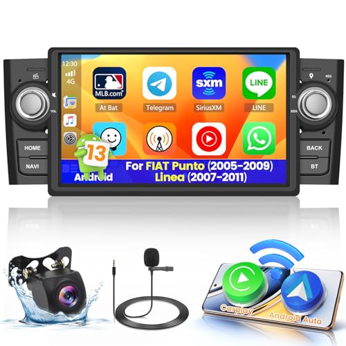1G+32G Android 13 Autoradio für FIAT Punto(2005-2009) Linea(2007-2011) Radio Wireless Apple CarPlay Android Auto Bluetooth 7 Zoll Bildschrim Auto Radio Navi Rückfahrkamera HiFi WiFi FM RDS SWC USB von Hikity