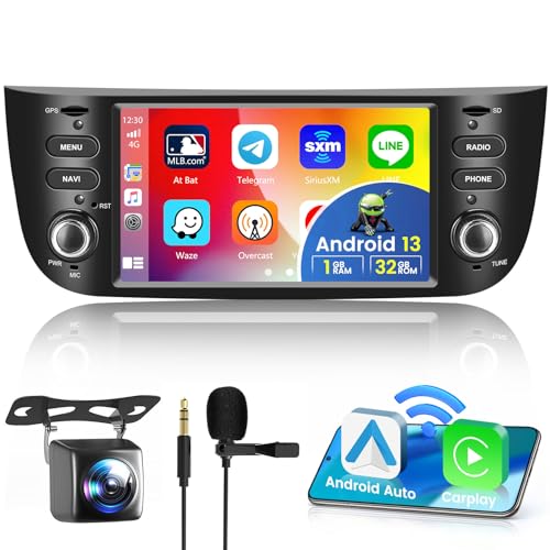 1G+32G Android 13 Autoradio für FIAT Punto(2010-2016) Linea(2012-2015) Radio Wireless Apple CarPlay Android Auto Bluetooth 6,2 Zoll Bildschrim Auto Radio Navi Rückfahrkamera HiFi WiFi FM RDS SWC USB von Hikity