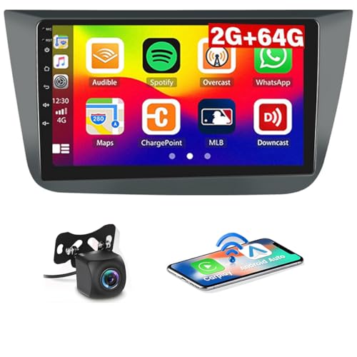 2+64GB Android Autoradio mit Navi für Seat Altea 2004-2016, Wireless Carplay Android Auto Radio mit Bluetooth 9 Zoll Touch Display Radio mit WiFi/GPS FM/EQ+Rückfahrkamera von Hikity