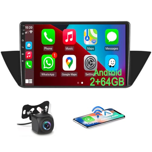 [2+64G] Android 13 Autoradio Carplay Wireless für BMW X1 E84 2010-2016 mit Car Play & Android Auto, 9 Zoll Touch Display Bildschirm mit GPS WiFi SWC Rückfahrkamera von Hikity