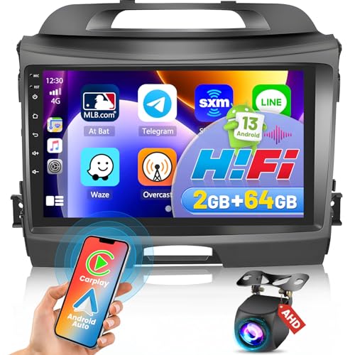 2+64G Android 13 Autoradio für Kia Sportage 2010-2016 mit Carplay Android Auto, 9 Zoll Touchsceen Car Radio mit Navi GPS WiFi BT USB SWC FM RDS Radio mit Rückfahrkamera… von Hikity