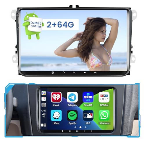 [2+64G] Hikity Android 13 Autoradio Carplay für VW Golf 5 Golf 6 Passat Jetta Polo Candy Autoradio mit 9 Zoll Bildschirm Touch Display mit Android Auto Navi WiFi BT RDS Rückfahrkamera von Hikity