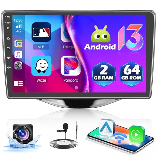 [2+64G] Hikity Android 13 Autoradio mit Navi für Toyota Aygo Peugeot 108 Citroen C1, Wireless CarPlay Android Auto, 9 Zoll GPS Radio mit Bildschirm Bluetooth RDS WiFi Rückfahrkamera von Hikity