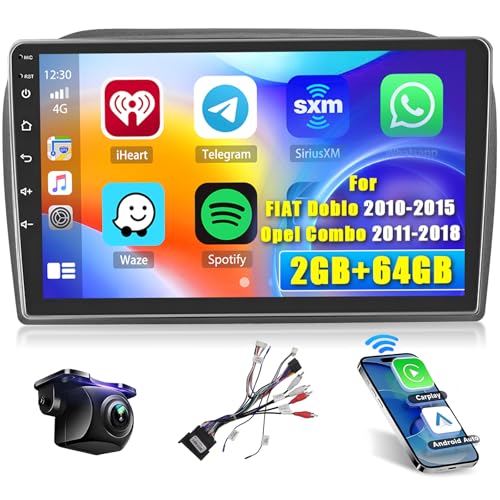 [2+64GB] Android 13 Autoradio, Wireless CarPlay Android Auto, für FIAT Doblo 2010-2015/Opel Combo 2011-2018 Radio, 9" Bildschrim Auto Radio, Bluetooth, Mirror Link, GPS WiFi FM RDS SWC EQ von Hikity