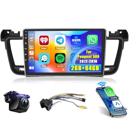 [2+64GB] Android 13 Autoradio, Wireless CarPlay Android Auto, für Peugeot 508 2012-2016 Radio, 9" Bildschrim Auto Radio, Bluetooth, Mirror Link, GPS WiFi FM RDS SWC EQ von Hikity