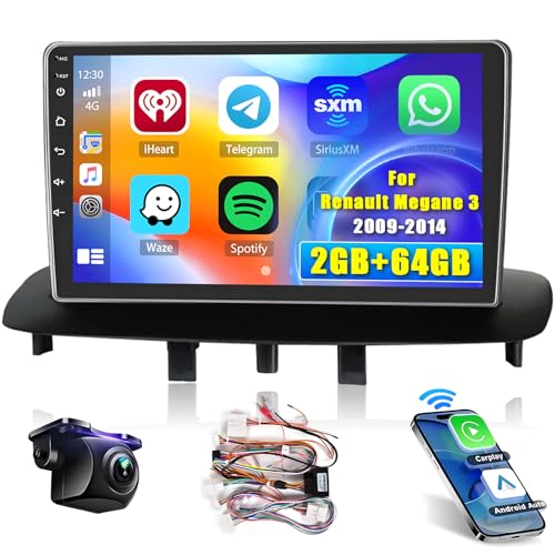 [2+64GB] Android 13 Autoradio, Wireless CarPlay Android Auto, für Renault Megane 3 2009-2014 Radio, 9" Bildschrim Auto Radio, Bluetooth, Mirror Link, GPS WiFi FM RDS SWC EQ von Hikity