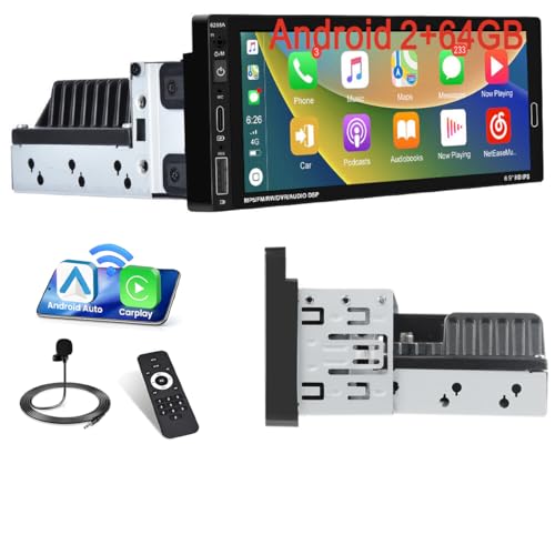 2+64GB Android 13 Autoradio 1 Din mit Navi Wireless CarPlay Android Auto Radio mit 6,9 Zoll Touch Display Radio Bluetooth WiFi FM/RDS EQ+Rückfahrkamera von Hikity