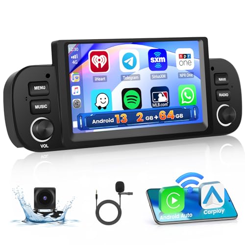 2+64GB Android 13 Autoradio für FIAT Panda 2013-2020 Carplay Android Auto Touch Display 6,2 Zoll Autoradio mit Navi WiFi EQ USB SWC Canbus Rückfahrkamera von Hikity