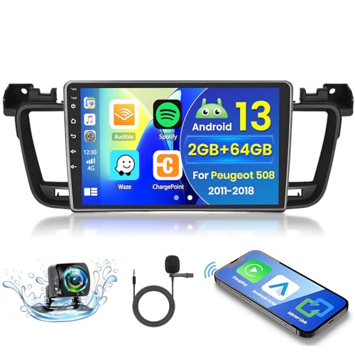 2+64GB Android 13 Autoradio für Peugeot 508 2011-2018 Radio Carplay Android Auto Wireless, 9 Inch IPS Touch Screen Radio mit Rückfahrkamera, Bluetooth, Navi, WiFi, DSP, EQ, Mirror Link 2+64GB Android 13 Autoradio für Peugeot 508 2011-2018 Radio Carplay Android Auto Wireless, 9 Inch IPS Touch Screen Radio mit Rückfahrkamera, Bluetooth, Navi, WiFi, DSP, EQ, Mirror Link von Hikity