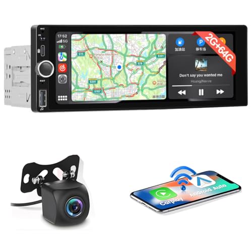 2+64GB Android 13 Wireless Carplay Autoradio 1 Din mit Navi 6,86 Zoll Touch Display Radio mit Android Auto Unterstützung Bluetooth Freisprecheinrichtung DVR EQ FM/RDS USB+Rückfahrkamera von Hikity