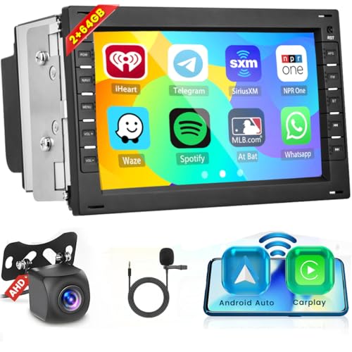 2+64GB Hikity Android 13 Autoradio 2 Din für VW Bora Polo Passat B5 MK5 Golf 4 T5 Peugeot 307 Kabellos CarPlay Android Auto, 7 Zoll Navi Autoradio Bluetooth mit RDS WiFi HiFi USB SWC Rückfahrkamera von Hikity