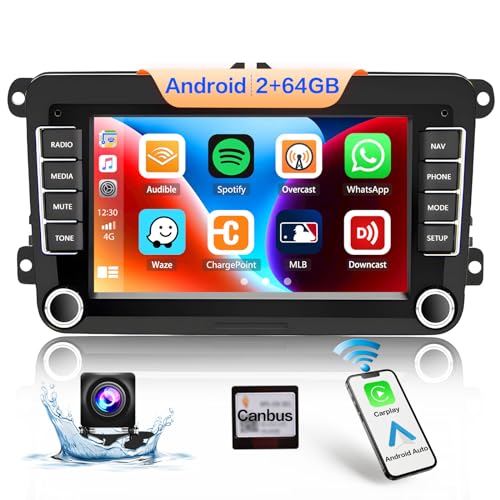 2G+32G Hikity CarAutoPlay Android Autoradio für VW Golf 5 Passat Polo Tiguan Touran Caddy Skoda Seat 7 Zoll Touchscreen Autoradio mit Navi WiFi Hi-Fi BT USB RDS FM SWC Canbus+Rückfahrkamera von Hikity