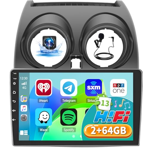 2G+64G Android 13 Autoradio für 2006-2016 Nissan Qashqai CarPlay Android Auto, 9 Zoll GPS Navigation Touchscreen Autoradio mit WiFi Bluetooth FM RDS USB von Hikity