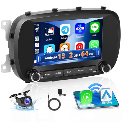 2G+64G Hikity Android Autoradio für FIAT 500X 2014-2020 Radio CarPlay Wireless Android Auto 7 Zoll Touch Display Autoradio mit GPS Navi FM RDS Radio WiFi Bluetooth Mirror Link Canbus Rückfahrkamera von Hikity