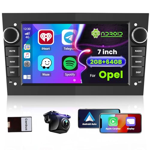 [2G+64G] Hikity Autoradio Navi Für Opel Antara Corsa Meriva Astra Vivaro Combo Android 13 Wireless Carplay 7 Zoll Bildschirm Radio mit Android Auto GPS WiFi Rückfahrkamera FM RDS DSP MIC（Weiß） von Hikity