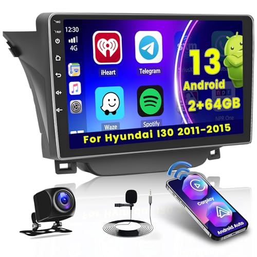 2GB+64GB Android 13 Autoradio für Hyundai I30 2011-2015 Radio Wireless CarPlay Android Auto Bluetooth Freisprecheinrichtung 9" Bildschrim Auto Radio mit Navi Rückfahrkamera WiFi FM RDS SWC 2GB+64GB Android 13 Autoradio für Hyundai I30 2011-2015 Radio Wireless CarPlay Android Auto Bluetooth Freisprecheinrichtung 9" Bildschrim Auto Radio mit Navi Rückfahrkamera WiFi FM RDS SWC von Hikity