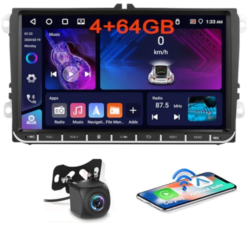 4+64GB Android Carplay Wireless Autoradio mit Navi für VW Golf 5 6 Polo Skoda Passat Wireless Android Auto Radio mit 9 Zoll Touch Display Bluetooth Auto Radio mit WiFi FM/RDS Mikrofon Rückfahrkamera 4+64GB Android Carplay Wireless Autoradio mit Navi für VW Golf 5 6 Polo Skoda Passat Wireless Android Auto Radio mit 9 Zoll Touch Display Bluetooth Auto Radio mit WiFi FM/RDS Mikrofon Rückfahrkamera von Hikity