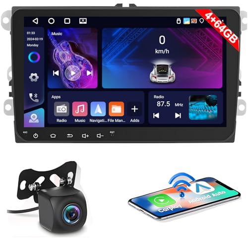4+64GB Android 13 Autoradio für VW Golf 5 Golf 6 Skoda Polo Passat Tiguan Touran Wireless Carplay Android Auto, Hikity 9" Bildschrim Bluetooth Auto Radio Navi Rückfahrkamera WiFi FM RDS SWC 4+64GB Android 13 Autoradio für VW Golf 5 Golf 6 Skoda Polo Passat Tiguan Touran Wireless Carplay Android Auto, Hikity 9" Bildschrim Bluetooth Auto Radio Navi Rückfahrkamera WiFi FM RDS SWC von Hikity