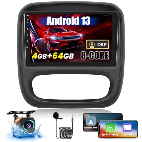 [ 8 Core 4GB+64GB ] für Opel Vivaro B/Renault Trafic/FIAT Talento/Nissan NV300, 9" Bildschrim Auto Radio, Android 13 Autoradio, Wireless CarPlay Android Auto, mit Navi, Rückfahrkamera von Hikity
