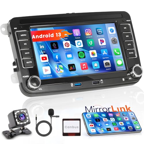 [ Android 13 ] für VW Seat Passat Golf Tiguan Jetta Polo Skoda Autoradio, Touchscreen 7 Zoll Radio, mit GPS, WiFi, Bluetooth, Mirror Link, Split Screen, FM, RDS, Rückfahrkamera [1+32GB] von Hikity